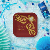 Assiettes En Carton Mariage royal de la Couronne rouge et or (Fête)