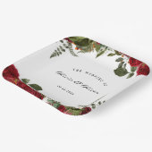 Assiettes En Carton Mariage Ruby Red Botanical Peonies (Angulaire)