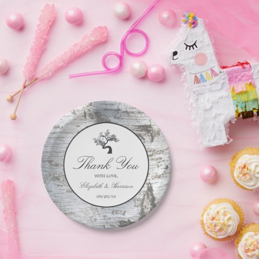 Assiettes En Carton Mariage Rustic Silver Birch Tree (Fête)