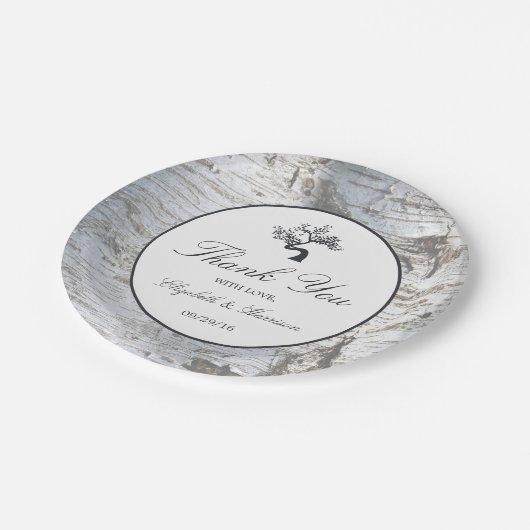 Assiettes En Carton Mariage Rustic Silver Birch Tree (Angle)