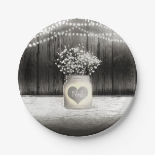Assiettes En Carton Mariage rustique coeur bocal en verre & baby's bre