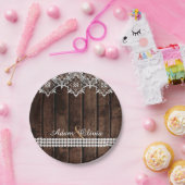 Assiettes En Carton Mariage rustique de dentelle et de diamants (Fête)