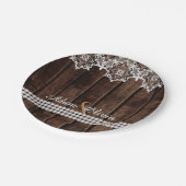 Assiettes En Carton Mariage rustique de dentelle et de diamants (Angle)