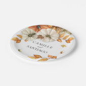 Assiettes En Carton Mariage Rustique de Feuillage d'Automne (Angle)