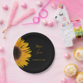 Assiettes En Carton Mariage rustique Elegant Jaune Tournesol Noir (Fête)