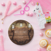 Assiettes En Carton Mariage rustique en bois et bocaux Mason Lumière (Fête)