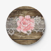 Assiettes En Carton Mariage rustique en bois et dentelle (Devant)
