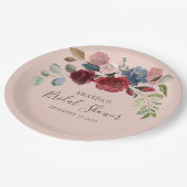 Assiettes En Carton Mariage Rustique Fleurs de Bourgogne Personnalisé (Angle)