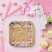 Assiettes En Carton Mariage Rustique Floral Scroll Cherry Blossom (Fête)