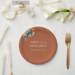 Assiettes En Carton Mariage Rustique Terracotta Orange Bleu Marine Rou
