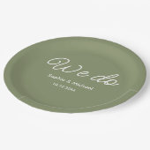 Assiettes En Carton Mariage Sage Vert Blanc Nous faisons (Angle)