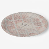 Assiettes En Carton Mariage Shabby-Chic Rose Doré (Angle)