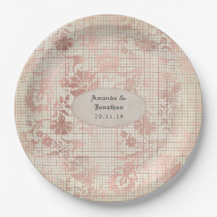 Assiettes En Carton Mariage Shabby-Chic Rose Gold