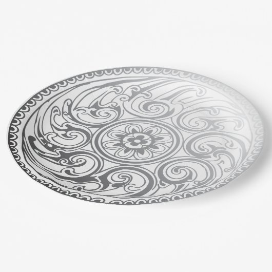 Assiettes En Carton Mariage Silver White Fils Plaque d'ornement (Angle)