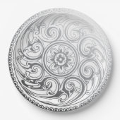Assiettes En Carton Mariage Silver White Fils Plaque d'ornement (Devant)