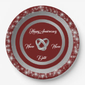 Assiettes En Carton Mariage simple anneaux Personnaliser Argent Annive (Devant)