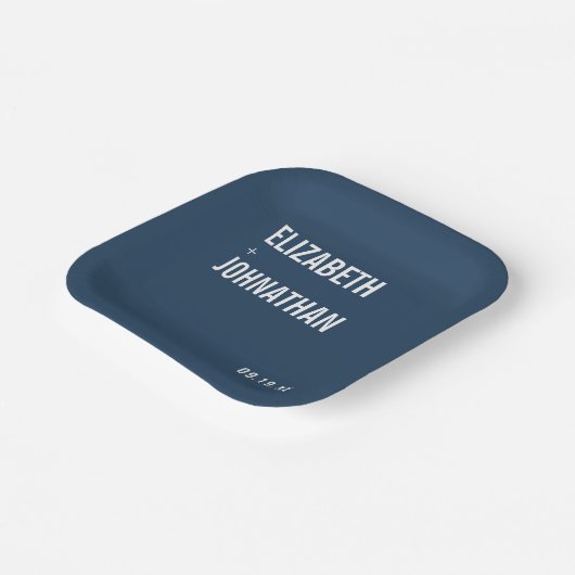 Assiettes En Carton Mariage simple de typographie marine (Angulaire)