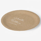 Assiettes En Carton Mariage Simple Élégant Script Kraft Rustique (Angle)