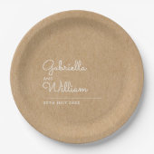 Assiettes En Carton Mariage Simple Élégant Script Kraft Rustique (Devant)