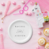 Assiettes En Carton Mariage simple et élégant (Fête)