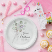 Assiettes En Carton Mariage simple Eucalyptus & Lavender Bouquet (Fête)