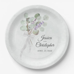 Assiettes En Carton Mariage simple Eucalyptus & Lavender Bouquet