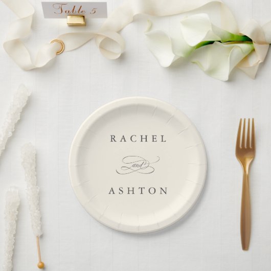 Assiettes En Carton Mariage simple ivoire élégant (Mariage)