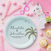 Assiettes En Carton Mariage Simple Plage Palmier et Oiseaux (Fête)