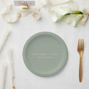 Assiettes En Carton Mariage Simple Vert Sauge Moderne