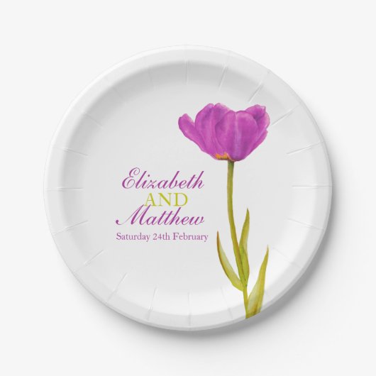 Assiettes En Carton Mariage simple violet tulip art nommé plaque en pa (Devant)
