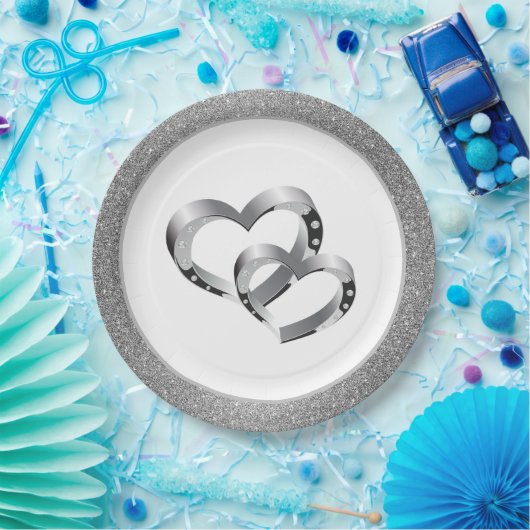 Assiettes En Carton Mariage SLVR Parties scintillant 9" Plaques papier (Fête)
