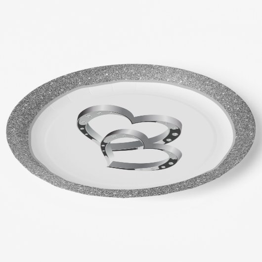 Assiettes En Carton Mariage SLVR Parties scintillant 9" Plaques papier (Angle)