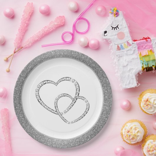 Assiettes En Carton Mariage SLVR Parties scintillant 9" Plaques papier (Fête)