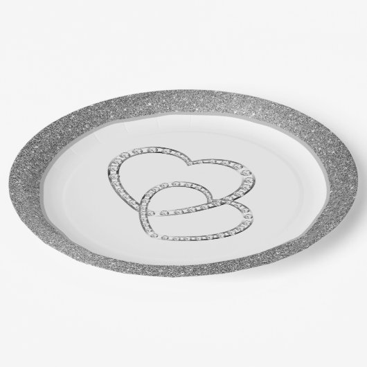 Assiettes En Carton Mariage SLVR Parties scintillant 9" Plaques papier (Angle)