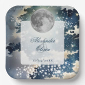 Assiettes En Carton Mariage sous le ciel nocturne lunaire (Recto)
