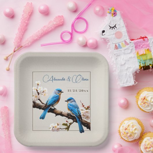 Assiettes En Carton Mariage Spring Bluebirds (Fête)