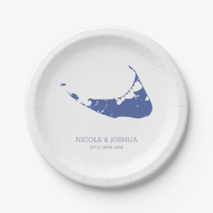 Assiettes En Carton Mariage sur l'île de Nantucket bleu Nantucket
