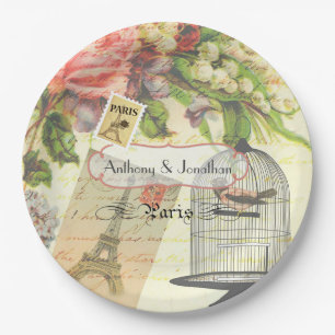 Assiettes En Carton Mariage sur mesure thème vintage shabby-chic Paris