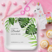 Assiettes En Carton Mariage Tropical avec Script Aquarelle Jungle (Fête)