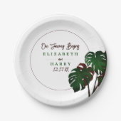 Assiettes En Carton Mariage tropical de la plage de Monstera (Devant)