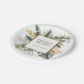 Assiettes En Carton Mariage Tropical Elegant Green Palms Gold Frame (Angle)