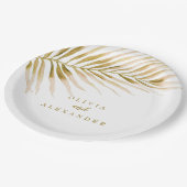 Assiettes En Carton Mariage Tropical Gold Palm (Angle)