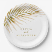 Assiettes En Carton Mariage Tropical Gold Palm (Devant)