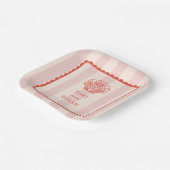 Assiettes En Carton Mariage Tropical Pink Striped (Angulaire)