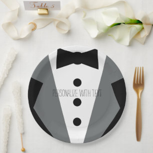 Assiettes En Carton Mariage Tuxedo