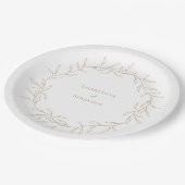 Assiettes En Carton Mariage Végétal Or Classique (Angle)