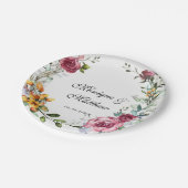 Assiettes En Carton Mariage végétal rose et bourguignon (Angle)