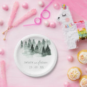 Assiettes En Carton Mariage vert de forêt romantique (Fête)