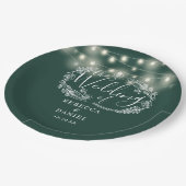 Assiettes En Carton Mariage vert émeraude floral (Angle)