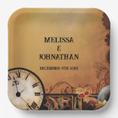 Assiettes En Carton Mariage victorien Steampunk (Recto)